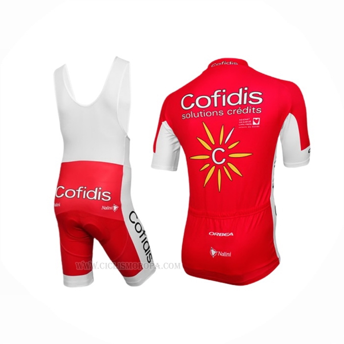 2016 Ropa Ciclismo Cofidis Rojo Blanco Mangas Corta y Culotte Corto